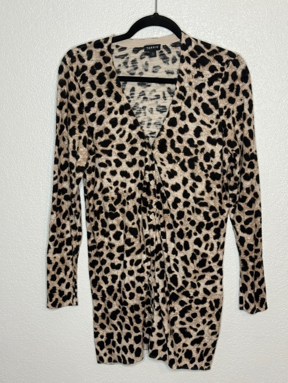 Torrid Neutral Leopard Print V Neck Cardigan Size 0X